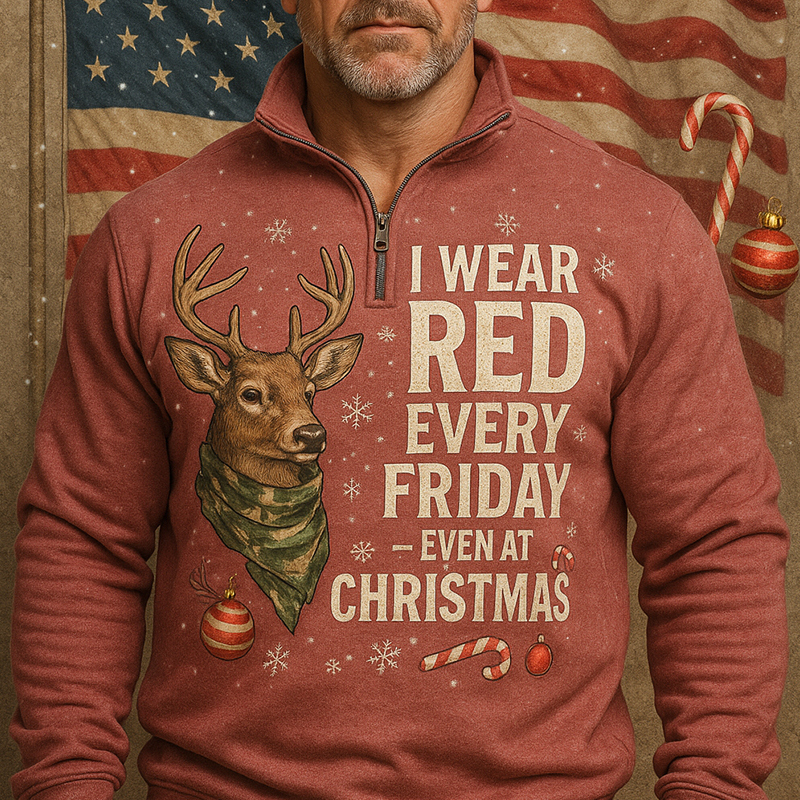 Men's Red Friday Art Print Zip-Up Sweatshirt