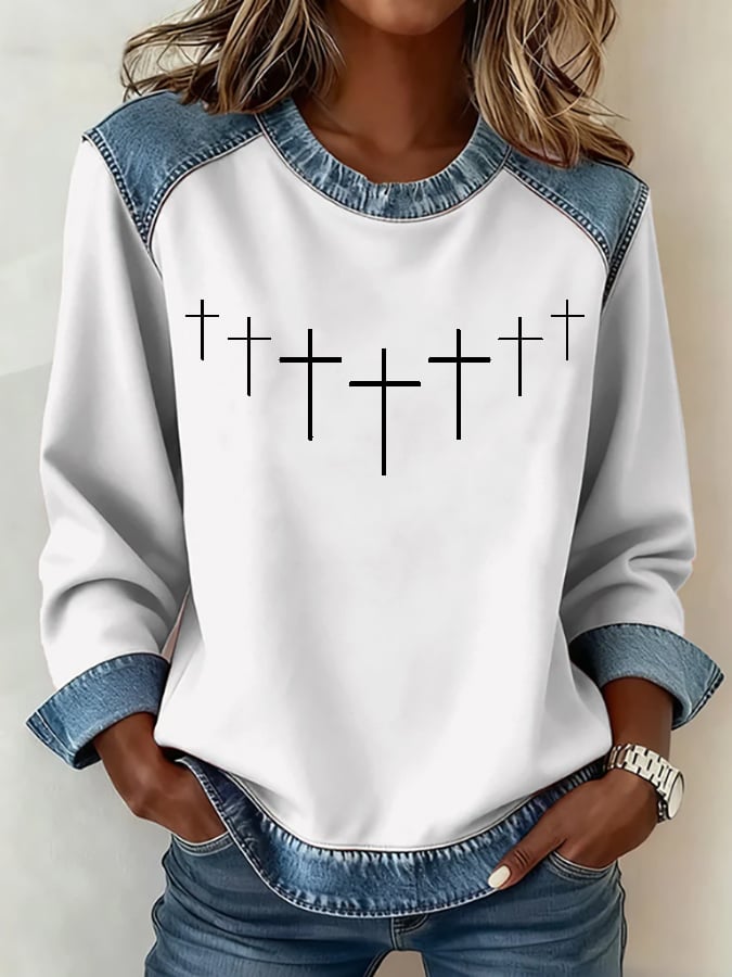 Women's casual sweatshirt with faith-inspired print