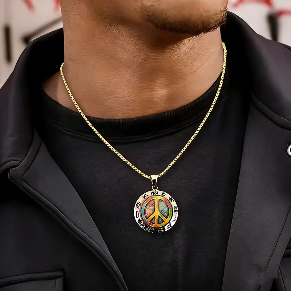 Retro Fashion And Peace Symbol Design Necklace
