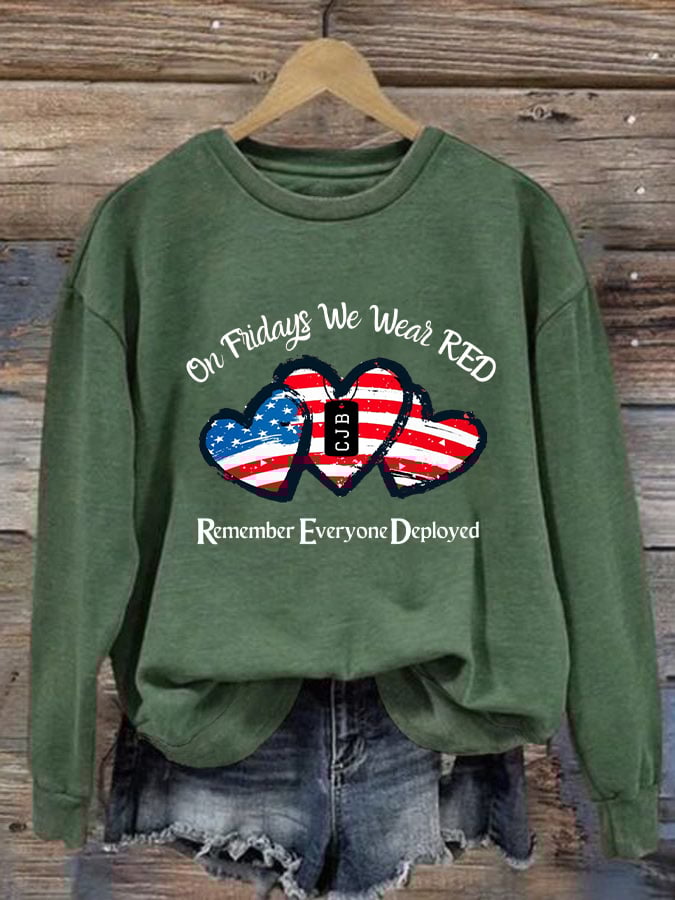 Women's On Fridays We Wear RED Printed Sweatshirt