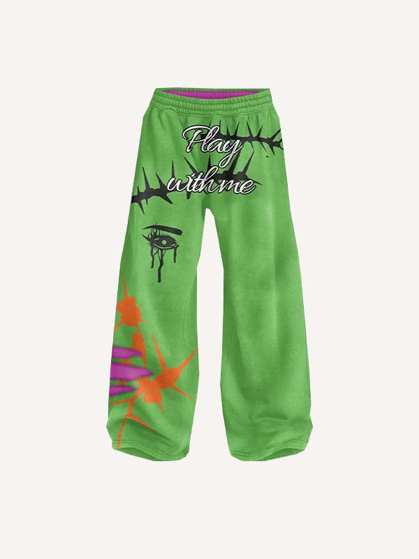 Eye&Graphic&Letter Print Elastic Waist Pants