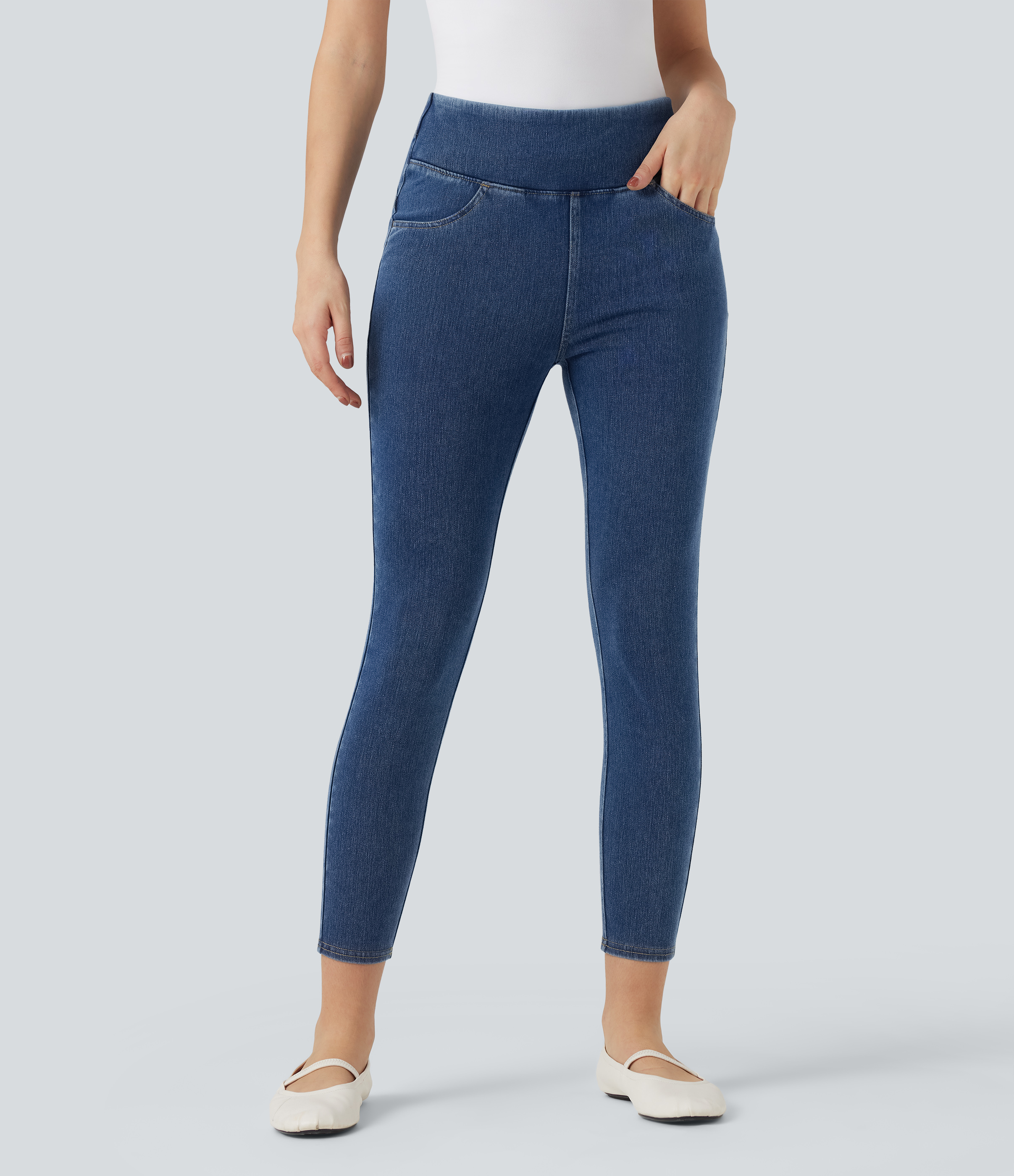 Halara Flex™ High Waisted Tummy Control Butt Lifting Denim Casual Leggings with Pockets