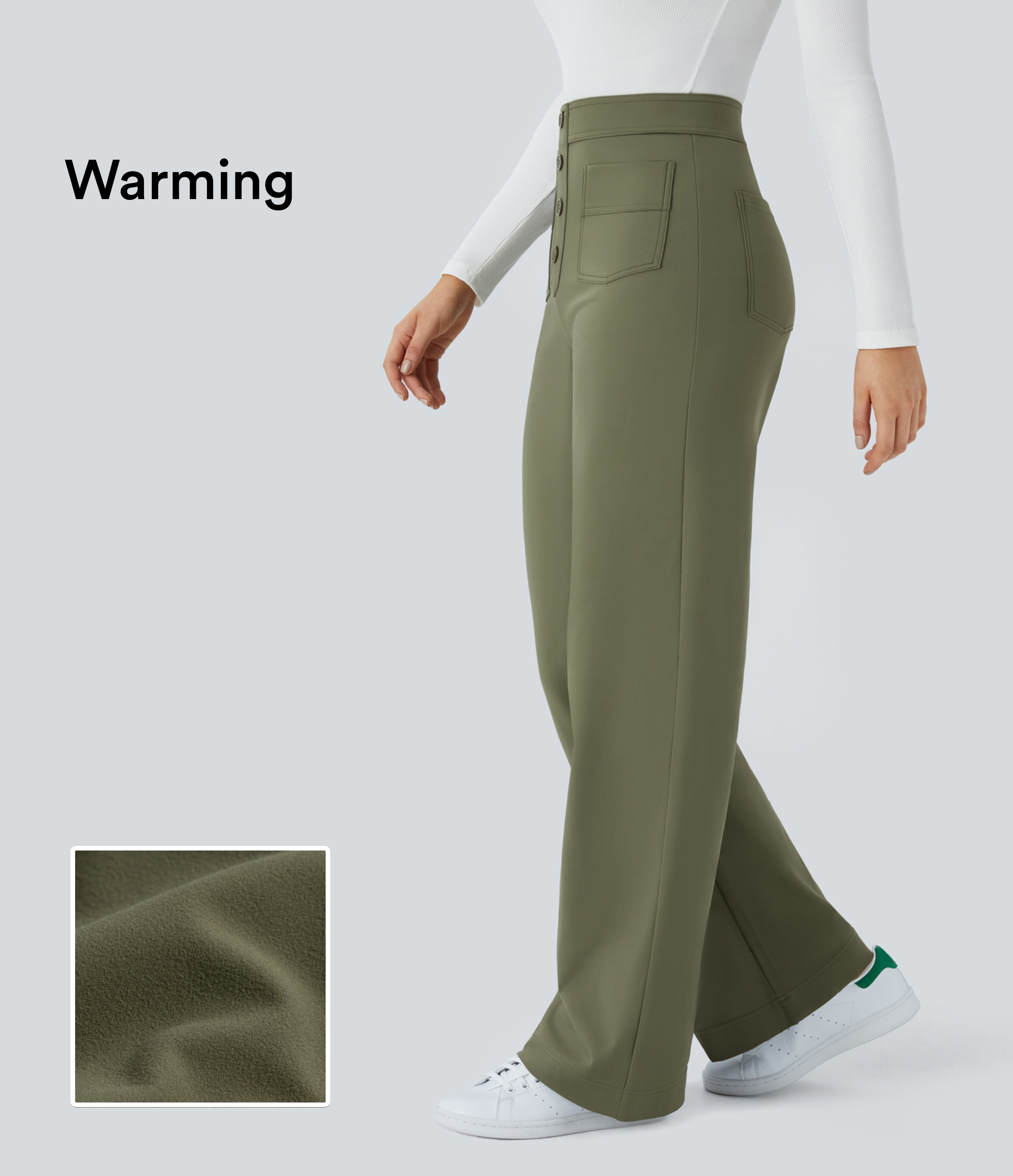 SoftlyZero™ Plush Thermal High Waisted Pockets Straight Leg Casual Pants
