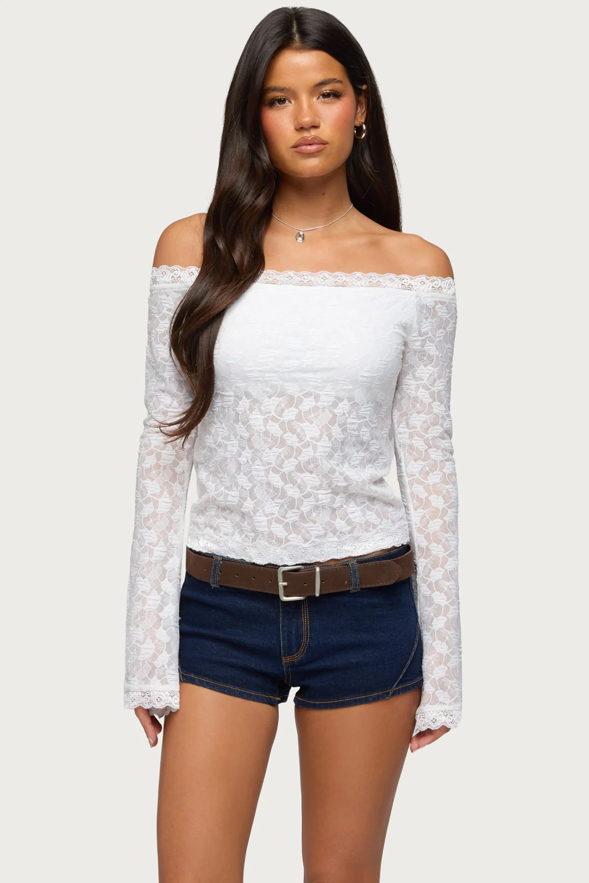 Built In Bra Off Shoulder Lace Top