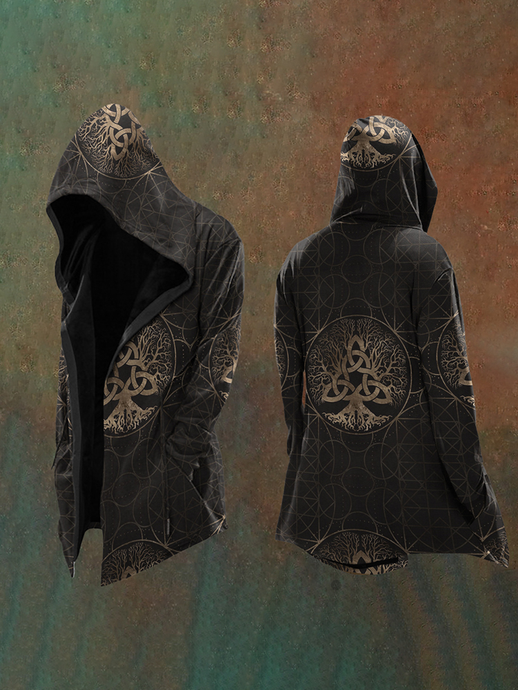 Men's Viking Tribal Tree Of Life Art Hooded Jacket