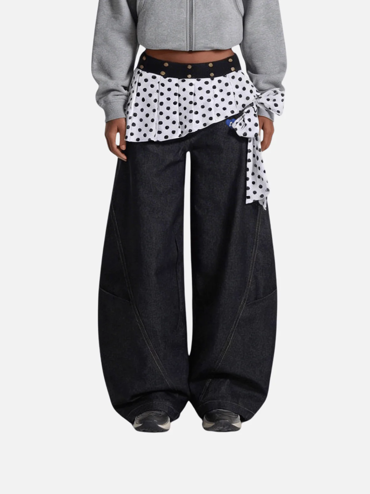 Aelfric Eden Polka Dot Layered Baggy Barrel Jeans
