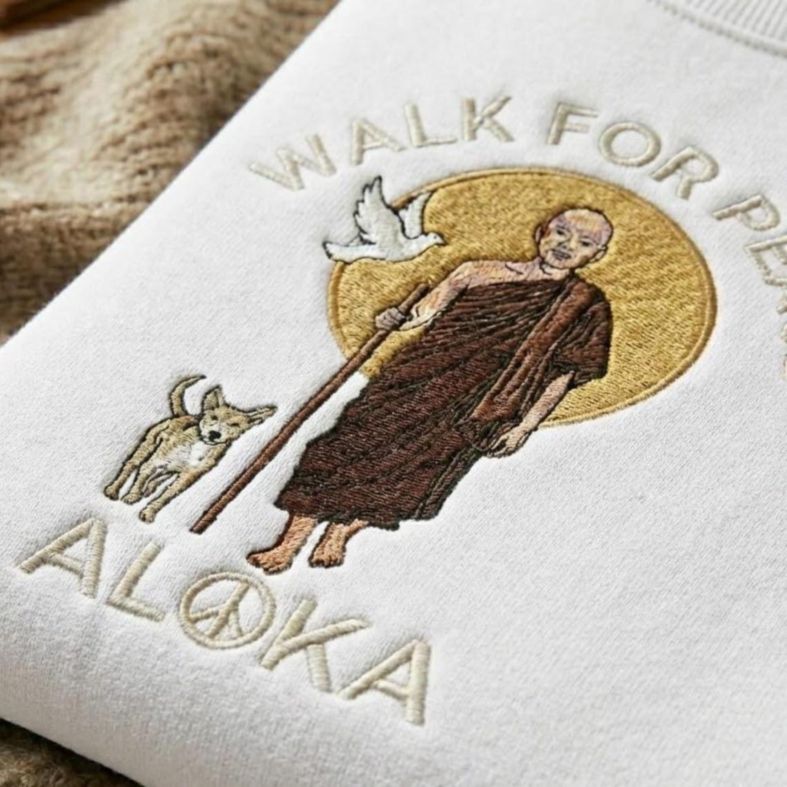 Walk For Peace  Embroidered Casual Sweatshirt