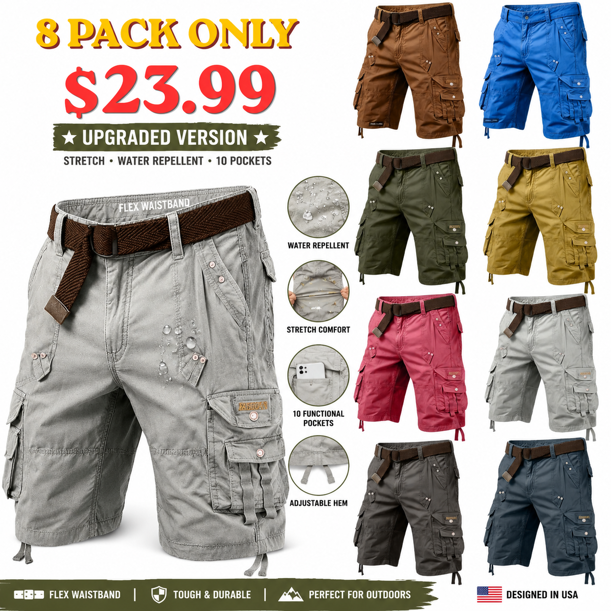 Men's Capri Pants Cargo Shorts Shorts Hiking Shorts 