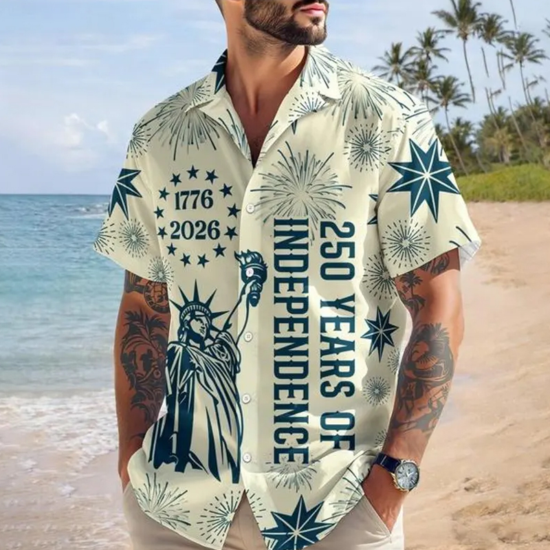 US 250th Anniversary Printed Casual Hawaiian Shirt