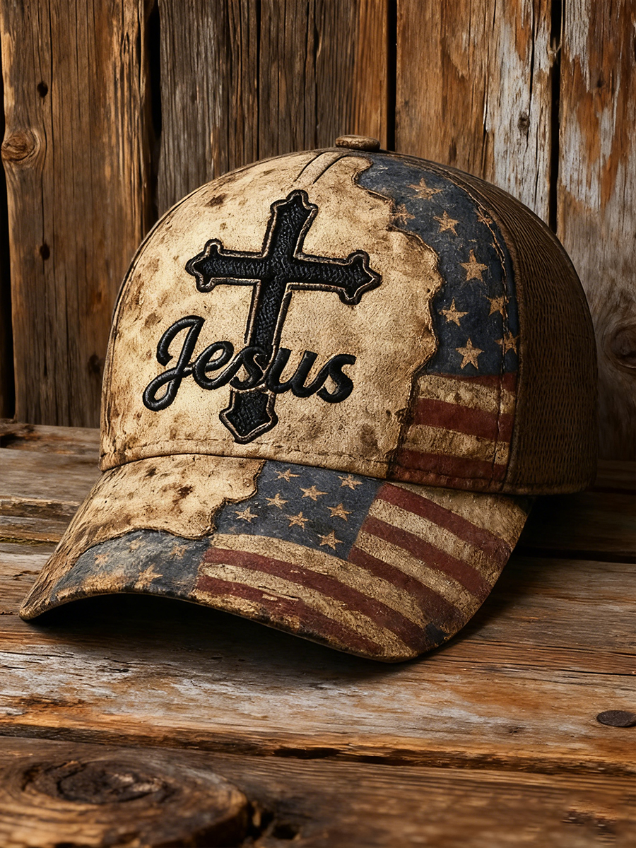 Unisex Jesus Cross 1776-2026Flag Art Print Hat