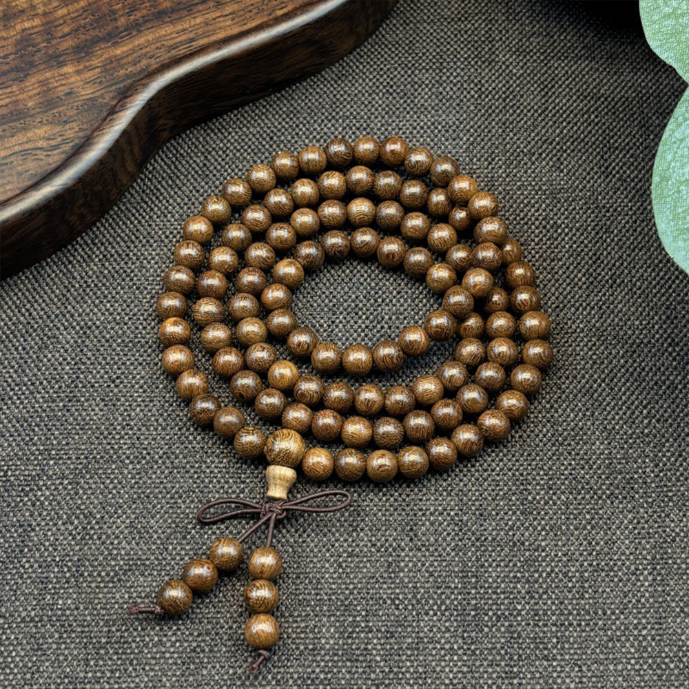 Walk For Peace With A 108-bead Buddha Mala Of Golden Silk Rosewood