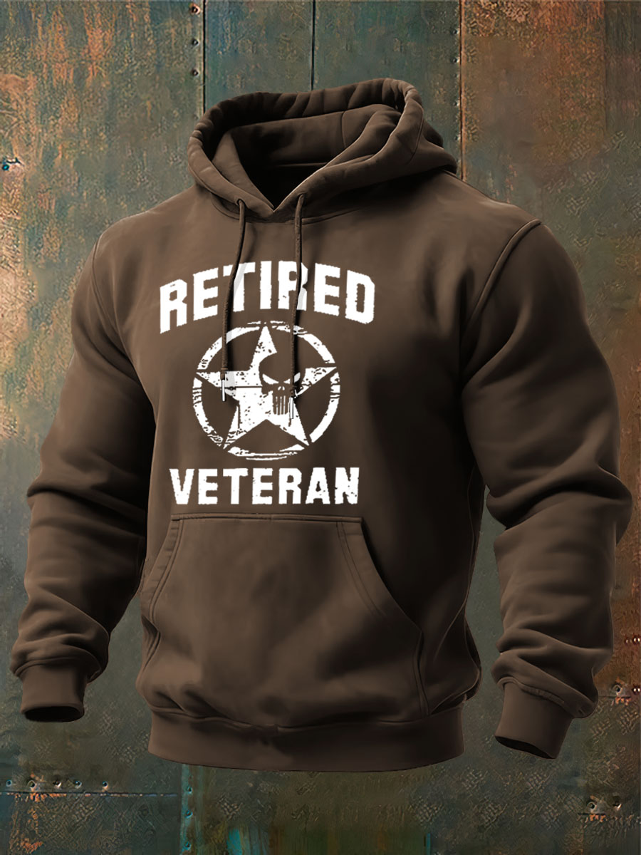 Men's Retired Veteran Printed Cotton Classic Hoodie