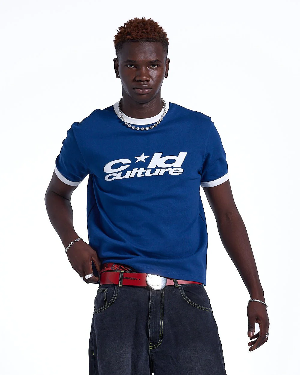 HARPER TEE DARK BLUE AND WHITE