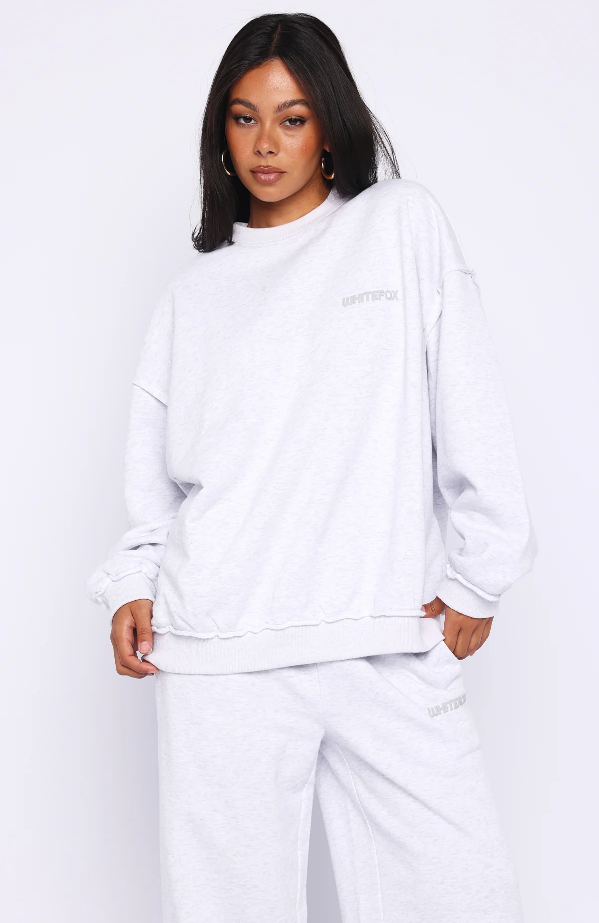 On My Own Terms Oversized Drop Shoulder Sweater Grey Marle