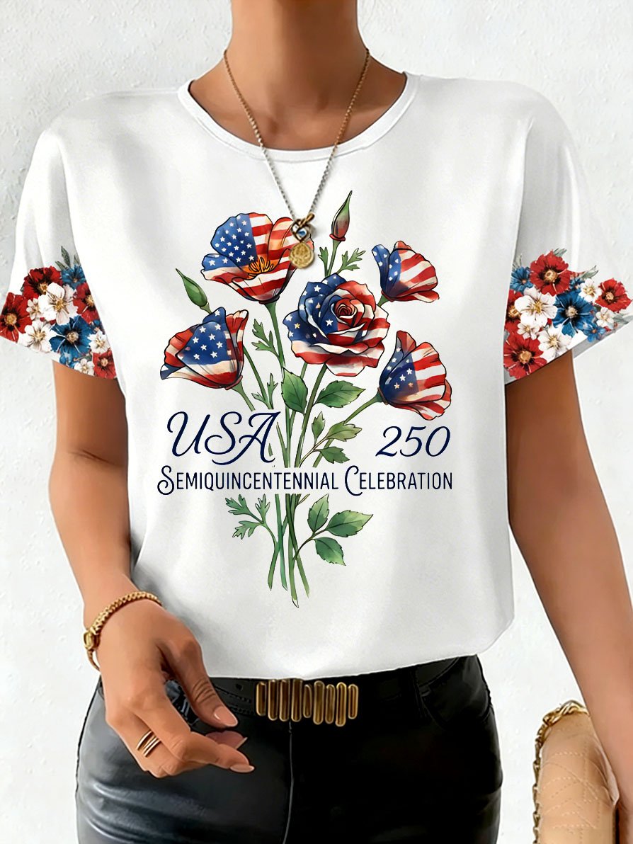 Women's Fashion American 250th Anniversary Short-Sleeved T-Shirt