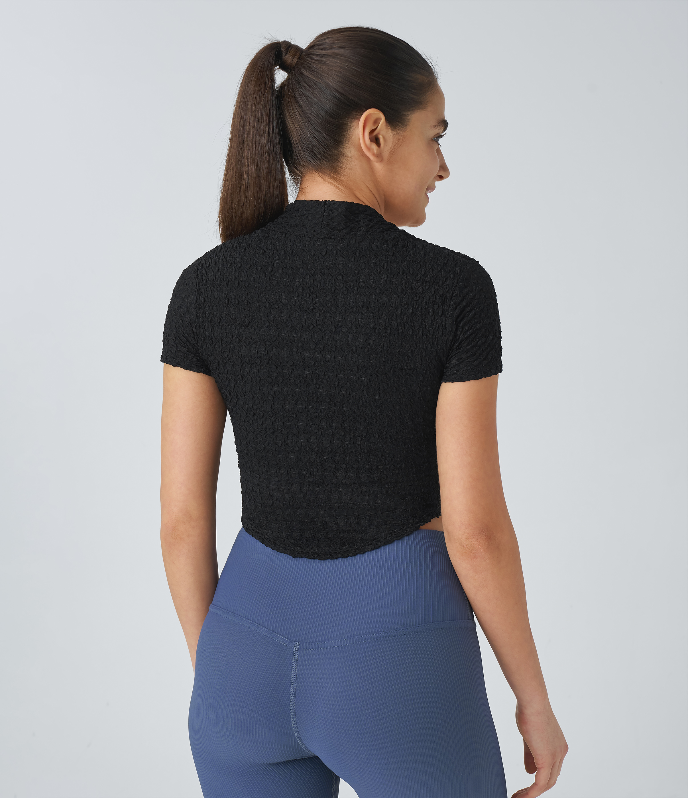 SoftlyZero™ Airy Square Neck Short Sleeve Curved Hem Cool Touch Yoga Sports Top-UPF50+