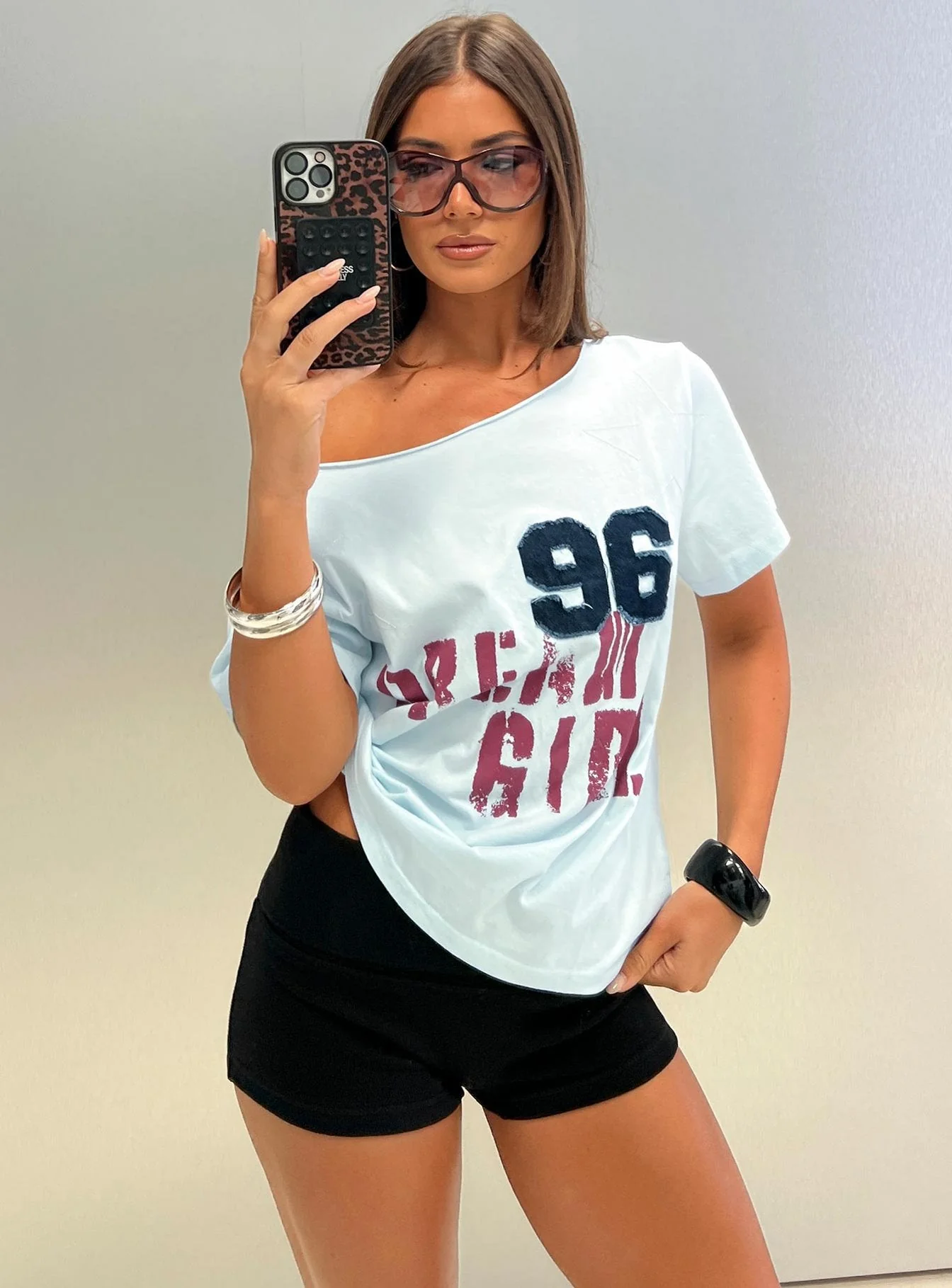 Dream Girl 96 Oversized Graphic Tee Blue