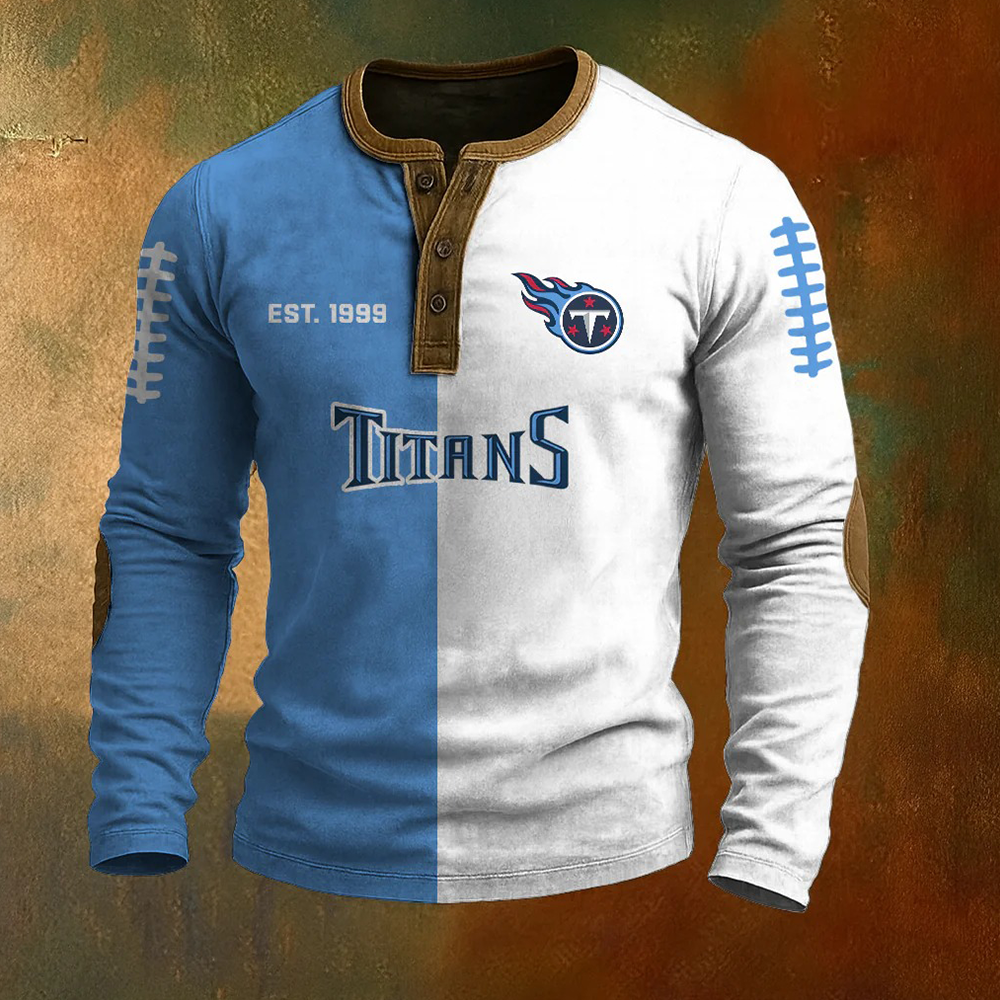 Men’s Tennessee Titans NFL Henley Long Sleeve Shirt – Classic Team Style Casual Top