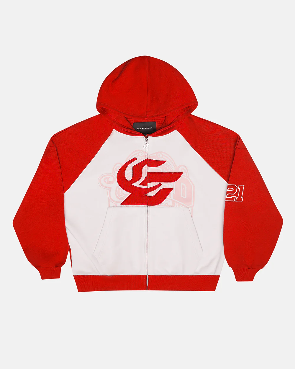 PRESTIGE ZIP HOODIE RED & WHITE