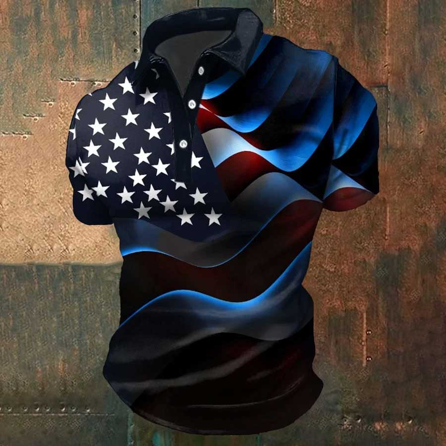 Men's America 250th Anniversary Print Casual Polo Shirt