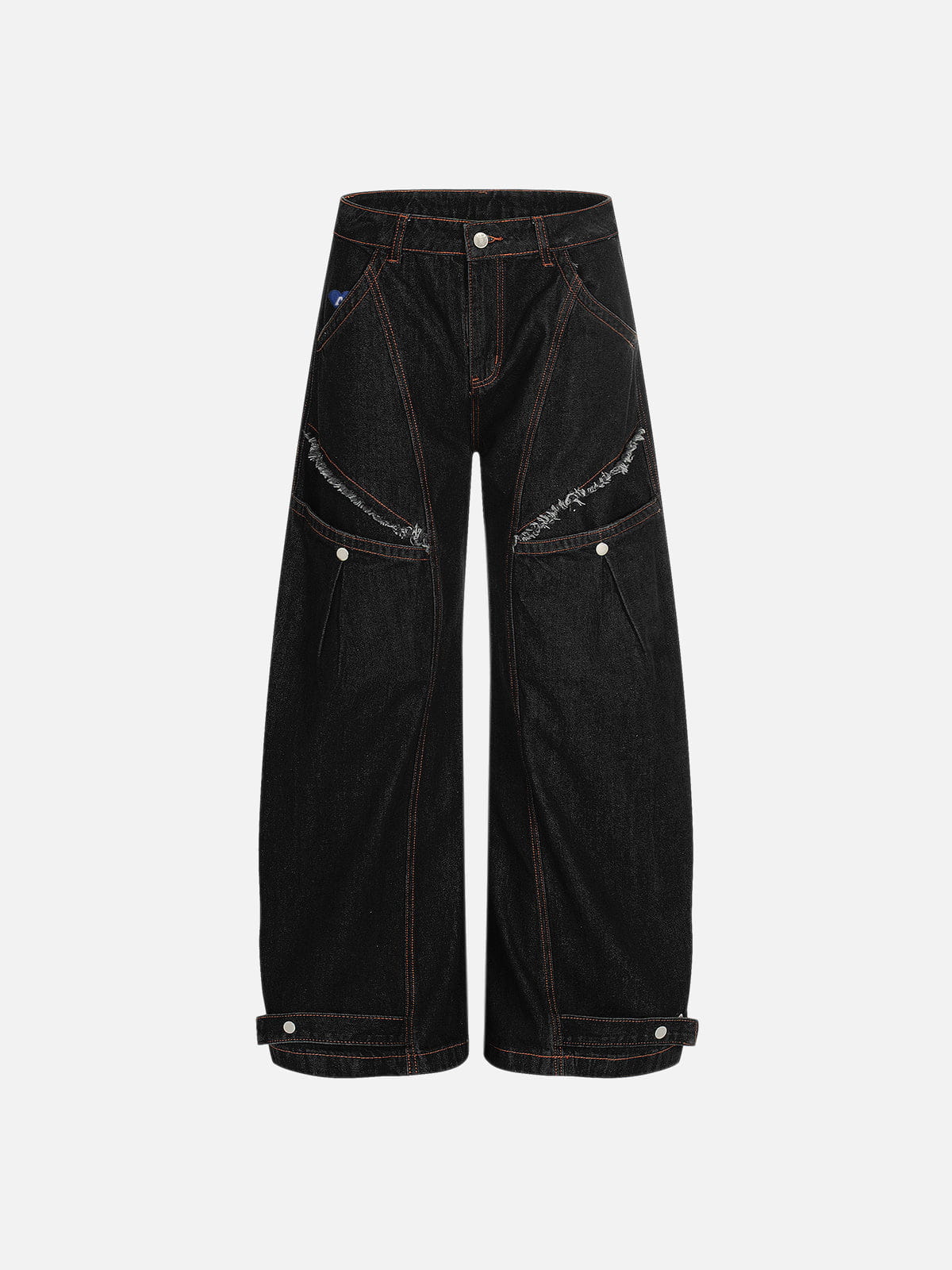 Aelfric Eden Frayed Panel Baggy Barrel Jeans