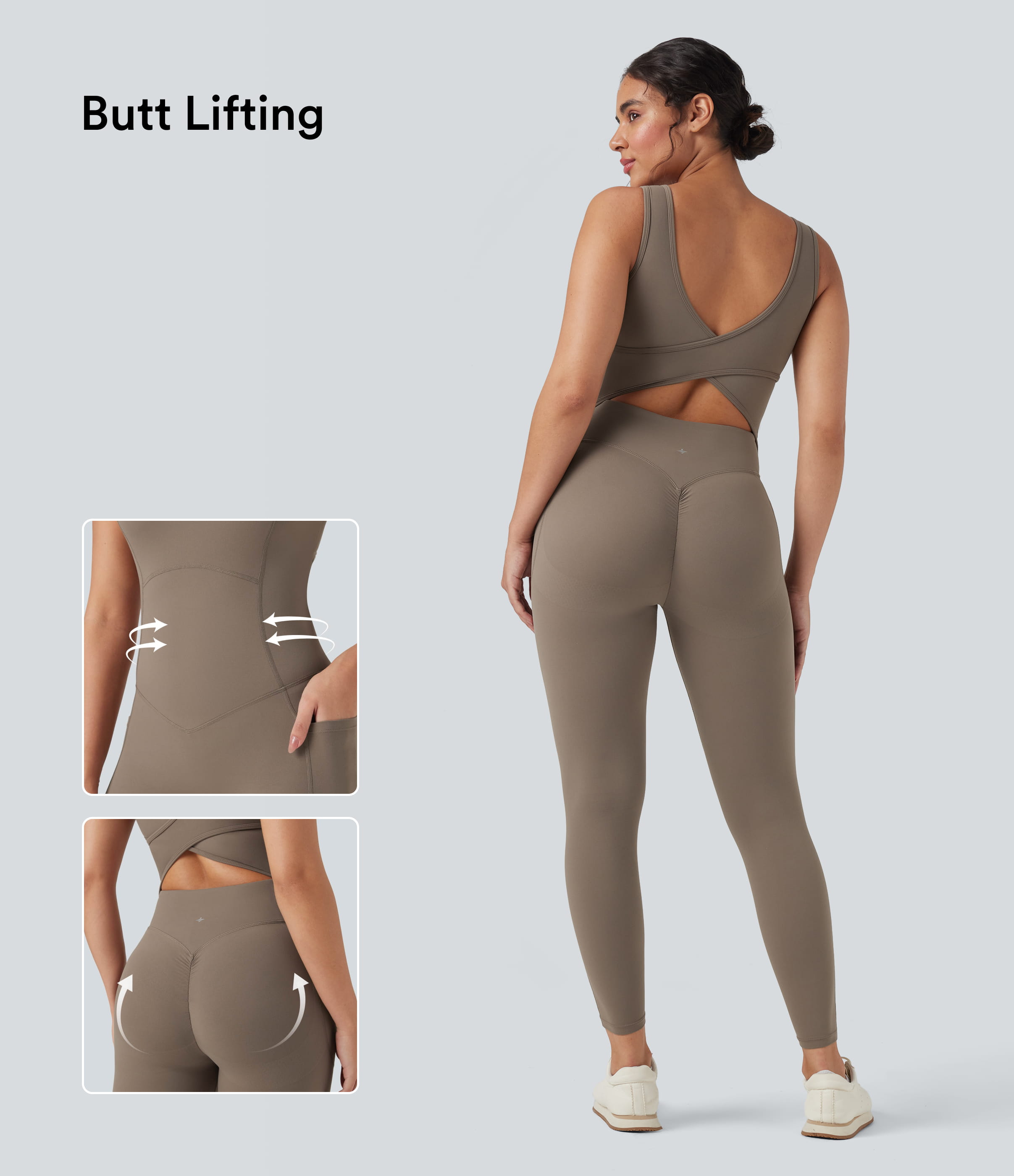 Halara UltraSculpt™ V Neck Butt Lifting Workout Jumpsuit with Pockets