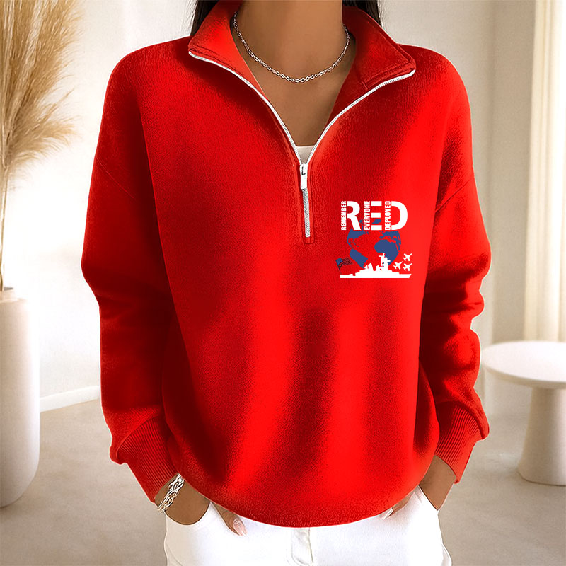 Women's Red Friday Print Casual Sweatshirt