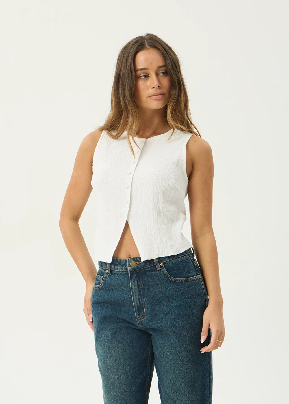 AFENDS Womens Lana - Seersucker Top - Off White