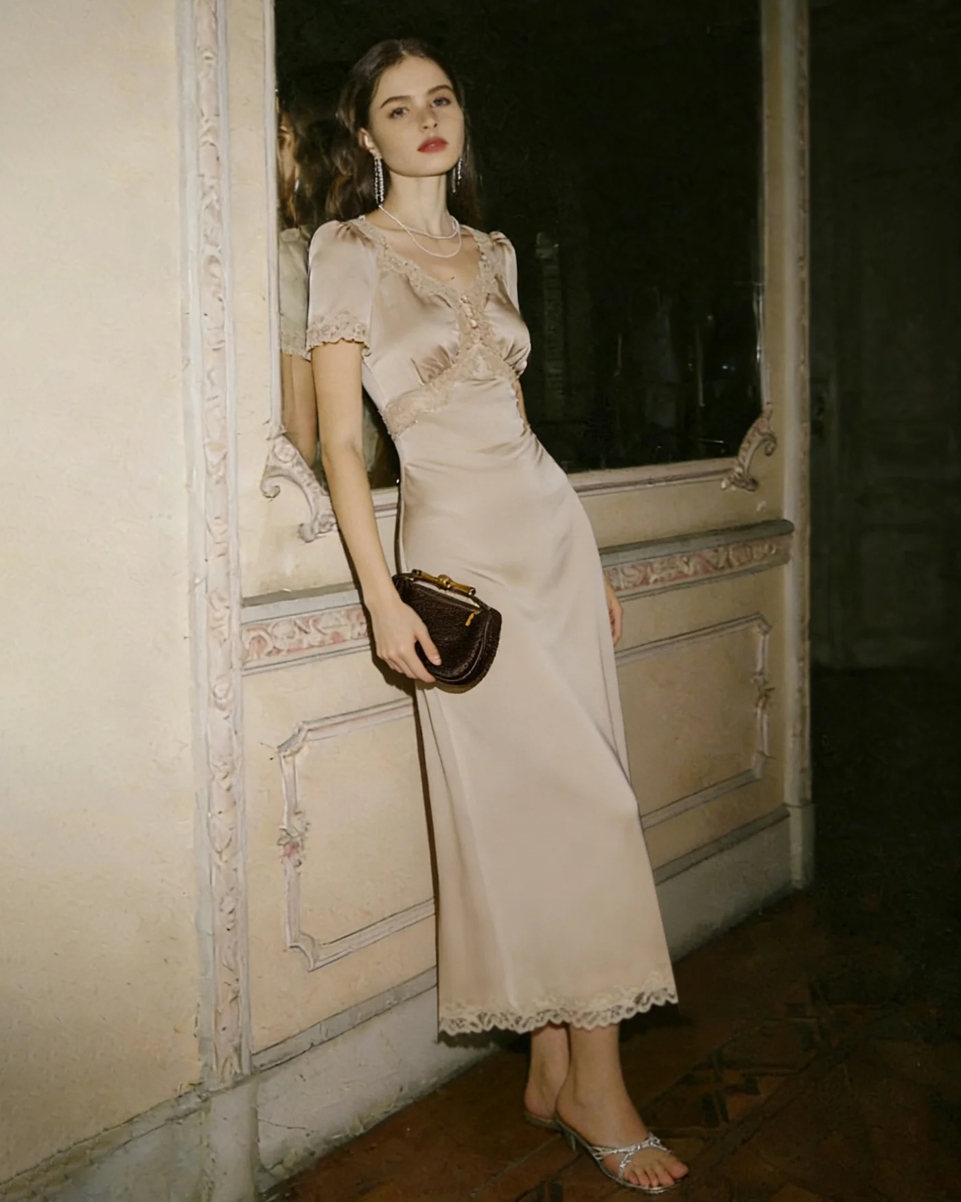 Apricot Lace Tunic Maxi Dresses