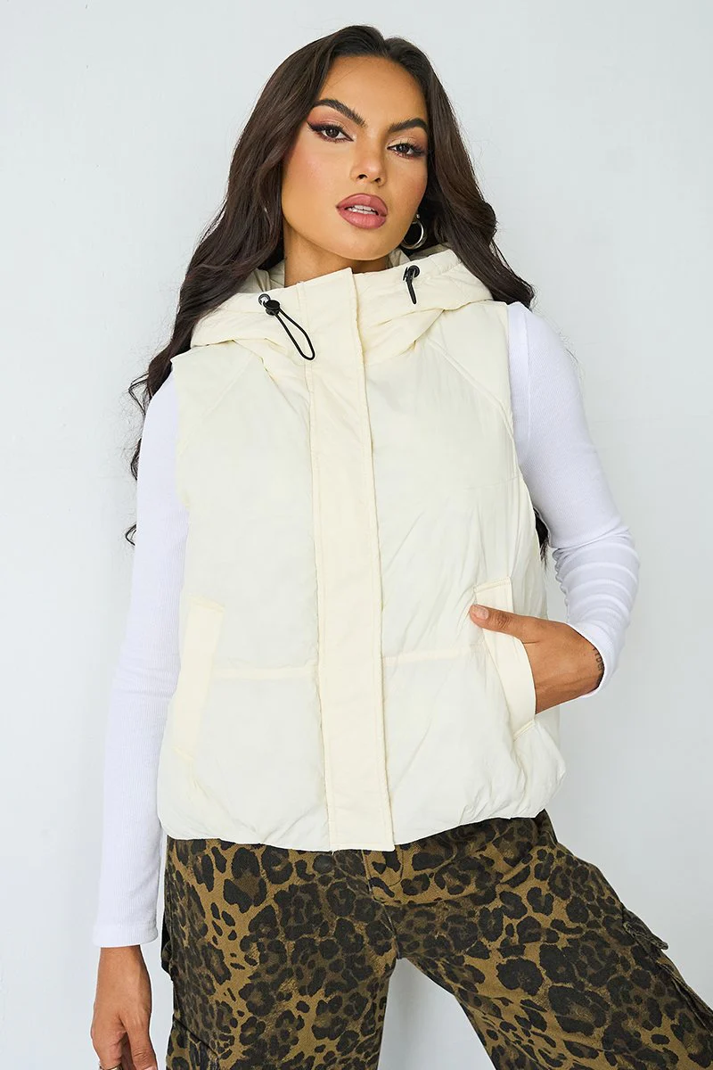 Fall & Winter Street Solid Color Hooded Zip-Up Thermal Vest