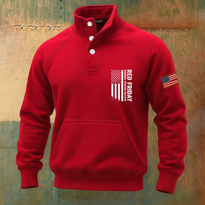 Red Friday Print Casual Men's Sweatshirt