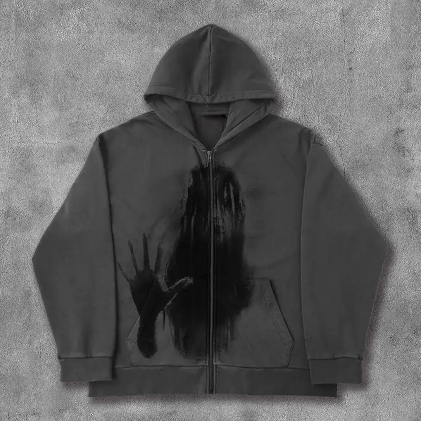 Lost Spirit Print Long Sleeve Zip Up Hoodies