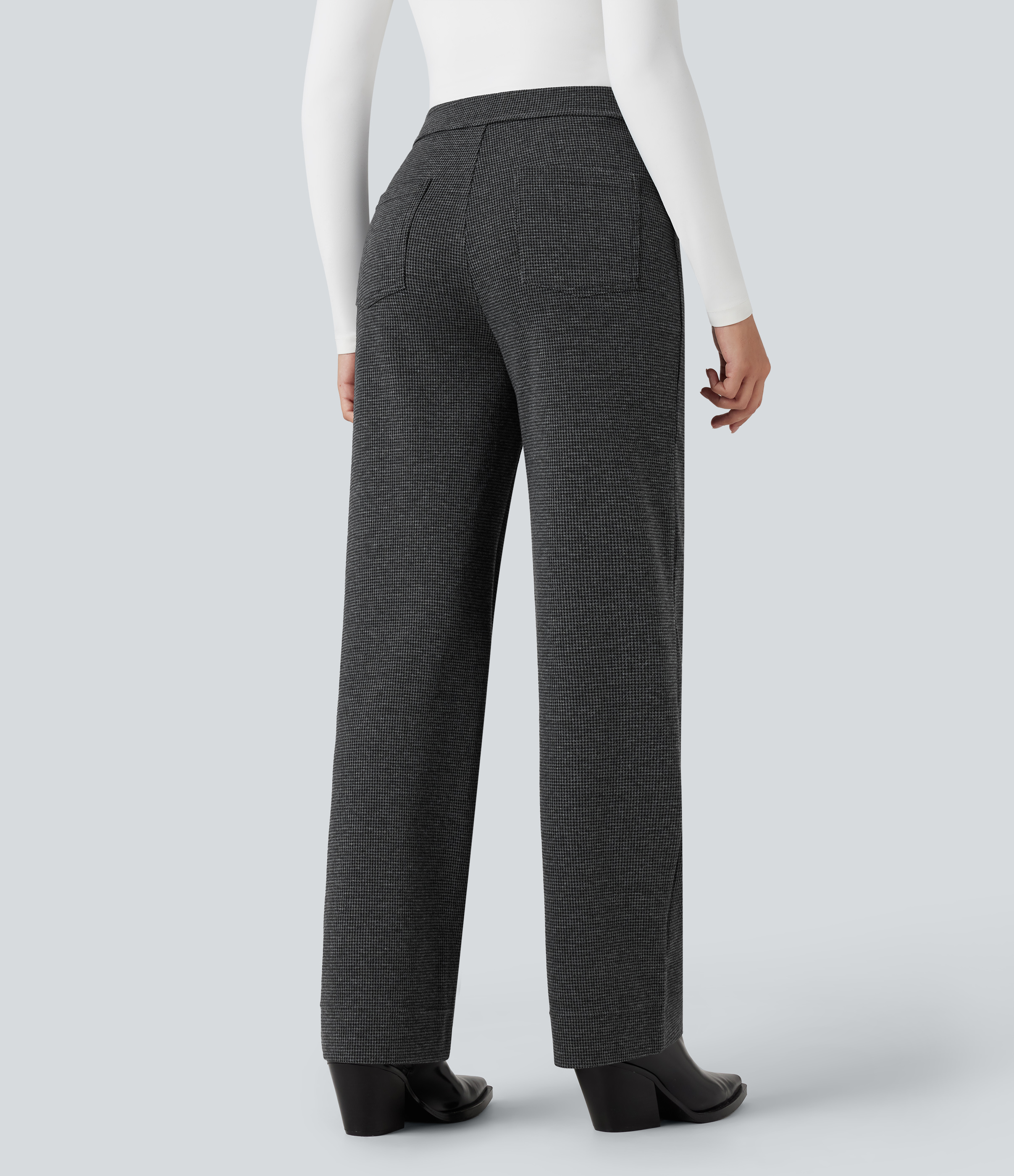 Halara Flex™ High Waisted Houndstooth Straight Leg Work Pants with Pockets