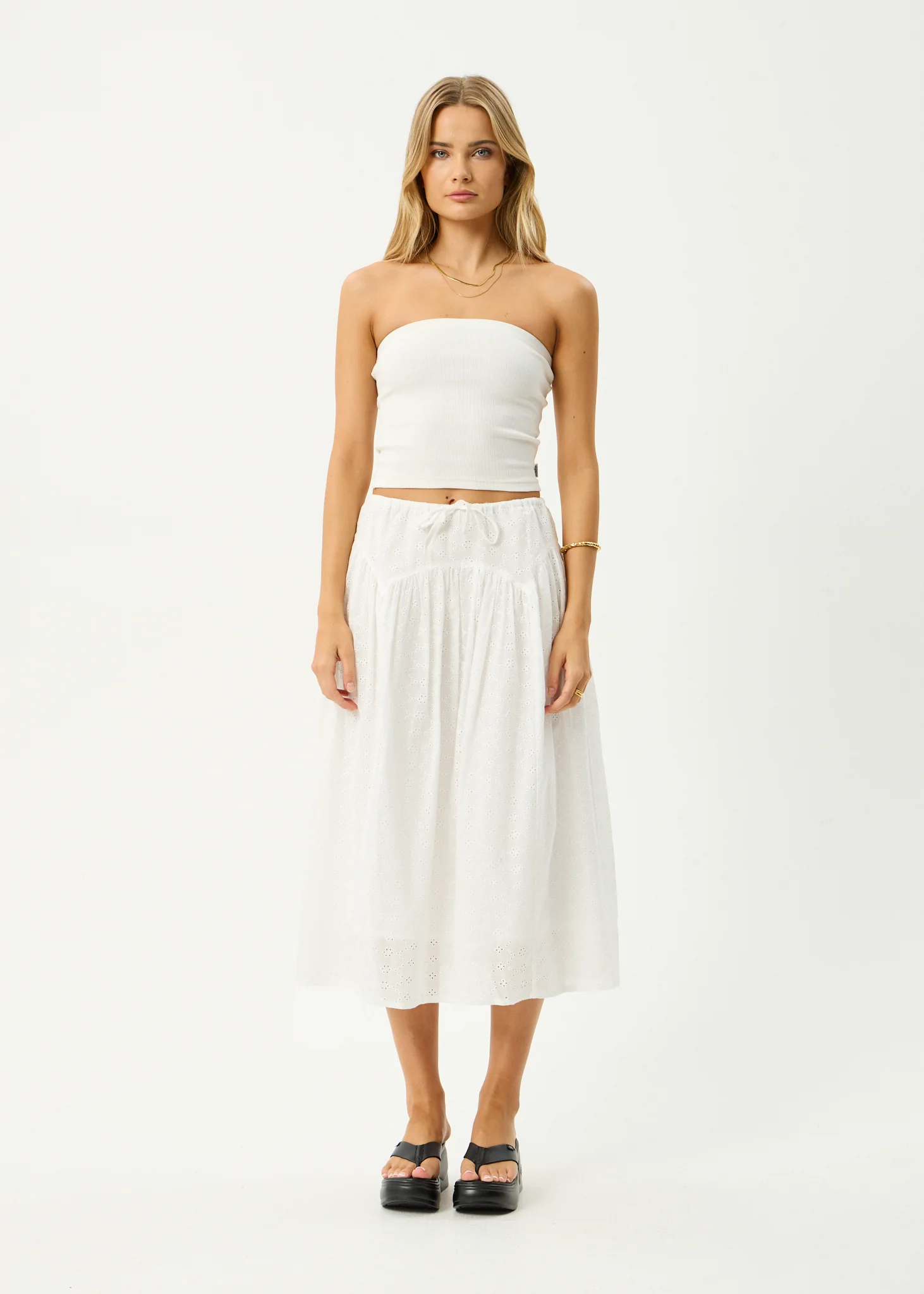 AFENDS Womens Marlow - Midi Skirt - White