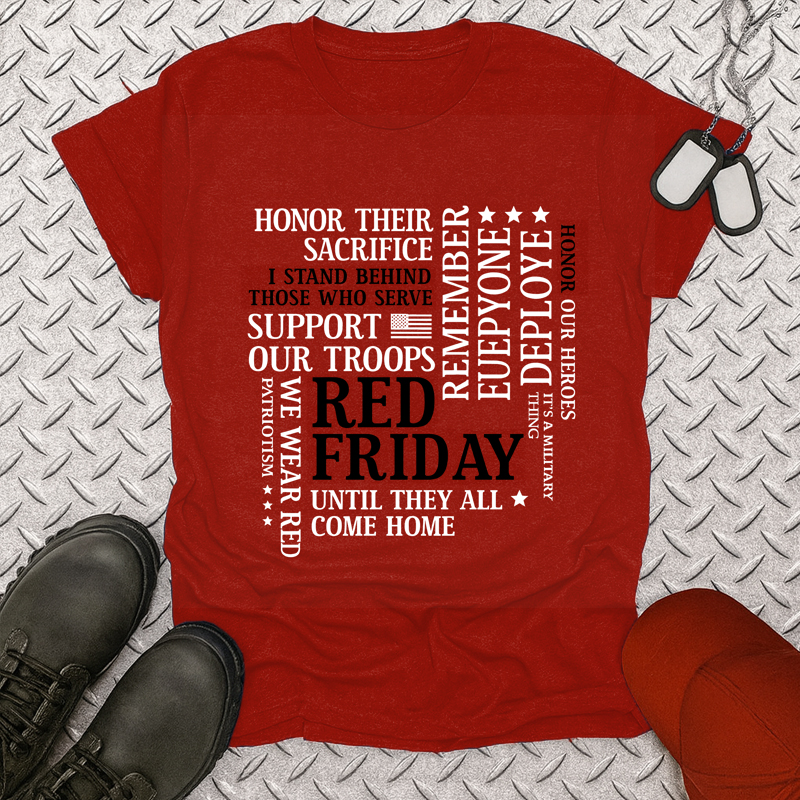 US Red Friday Print Casual Short Sleeve T-Shirt