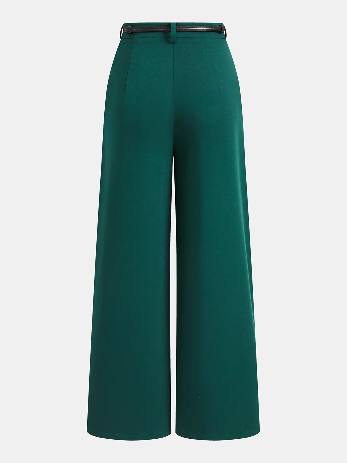 Mid Waist Belted Pleated Wide Leg Pants