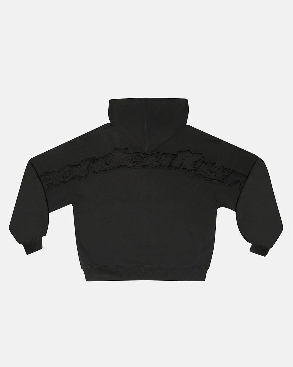 DISTRESS CURVED ZIP HOODIE DARK GREY