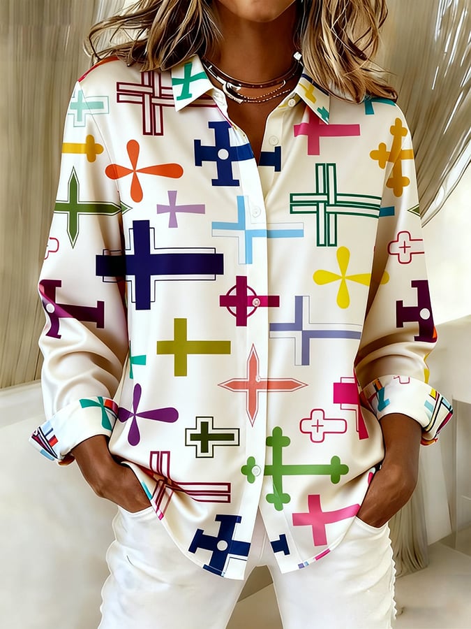 Women's Faith Art Print Linen Shirt