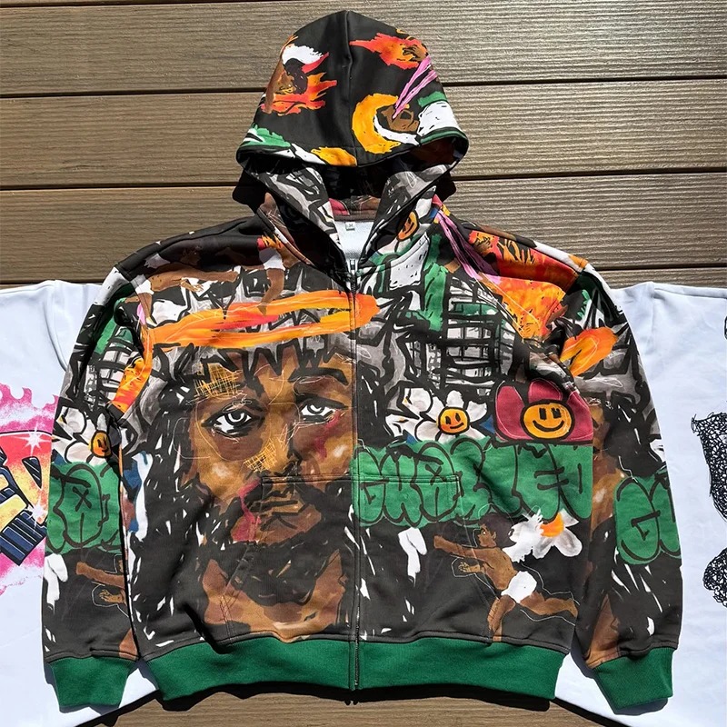 Jesus Graffiti Zip-Up Hoodie