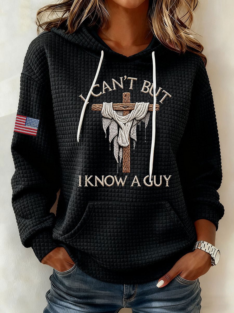 Women's Faith Print Waffle Fabric Hooded Sweatshirt