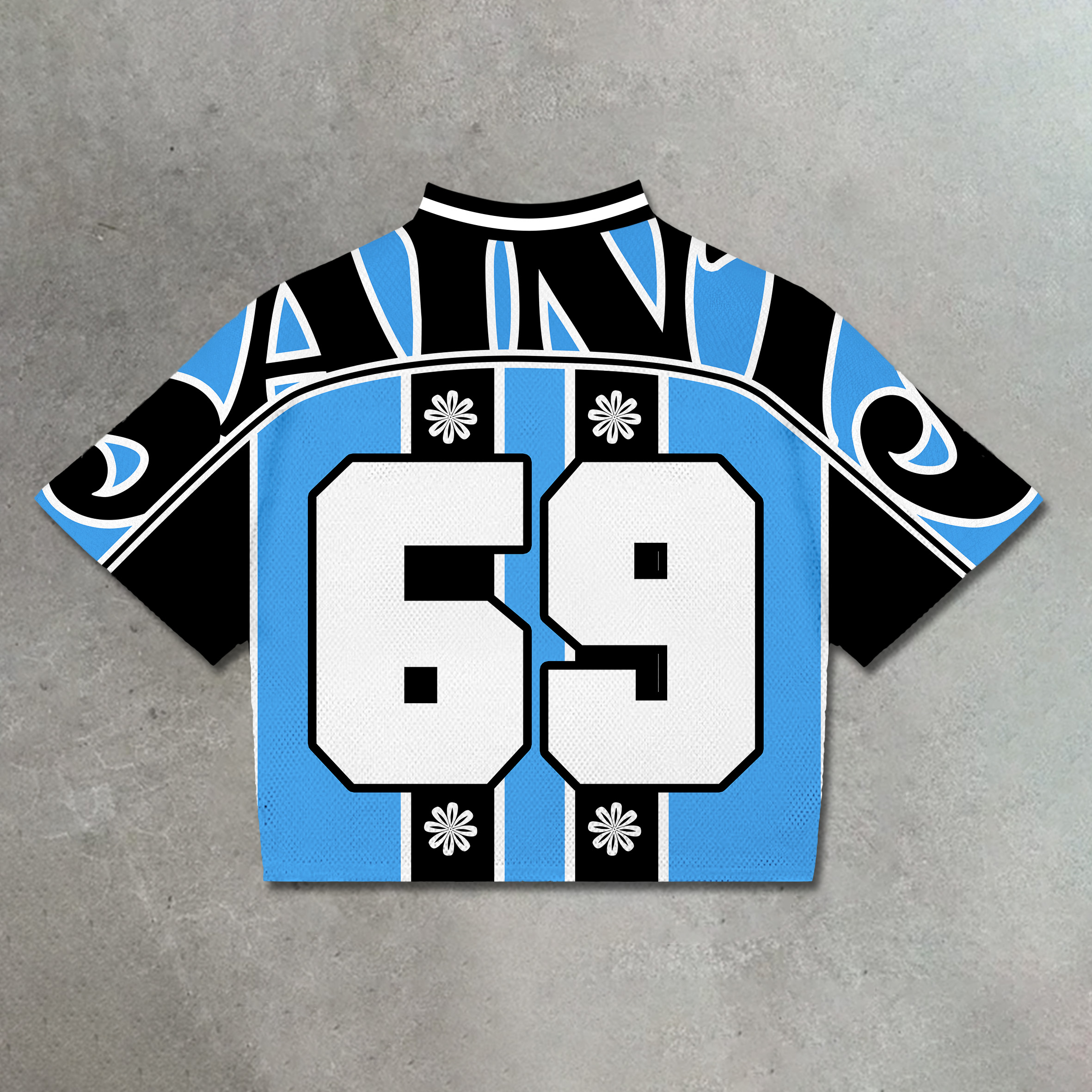 Vintage Saint In Floral No.69 Graphics Blokecore Blokette Printed Football V-neck T-shirt