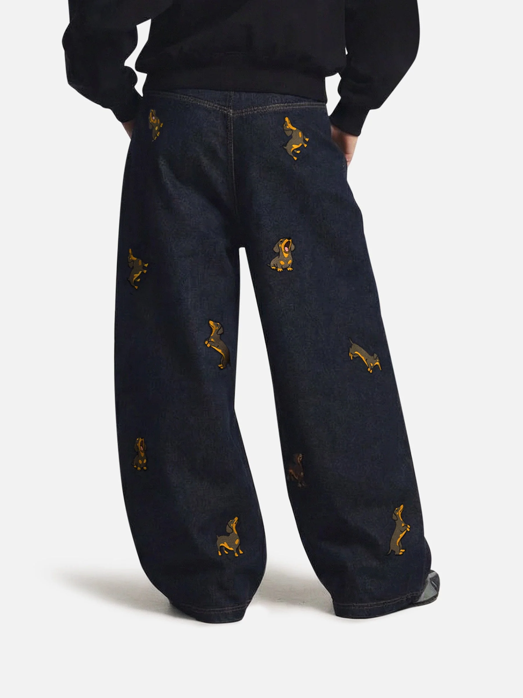 Aelfric Eden Dachshund Embroidered Baggy Jeans