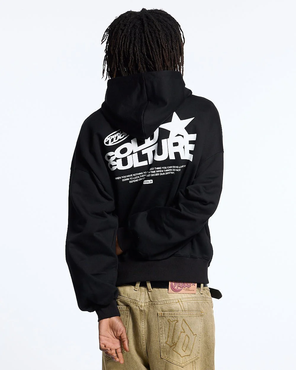 DOWN TO LUCK HOODIE BLACK AND WHITE