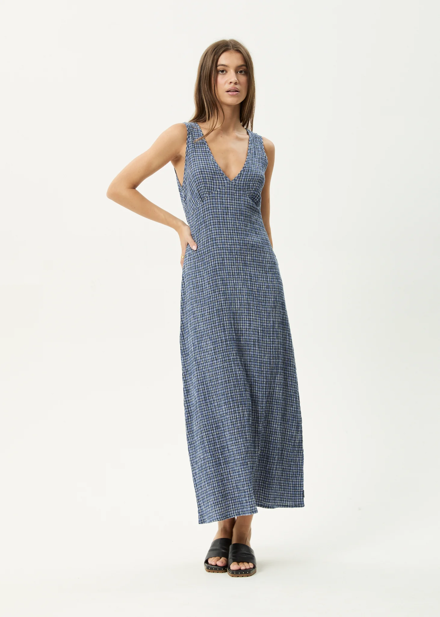 AFENDS Womens Tully - Seersucker Maxi Dress - Marlin
