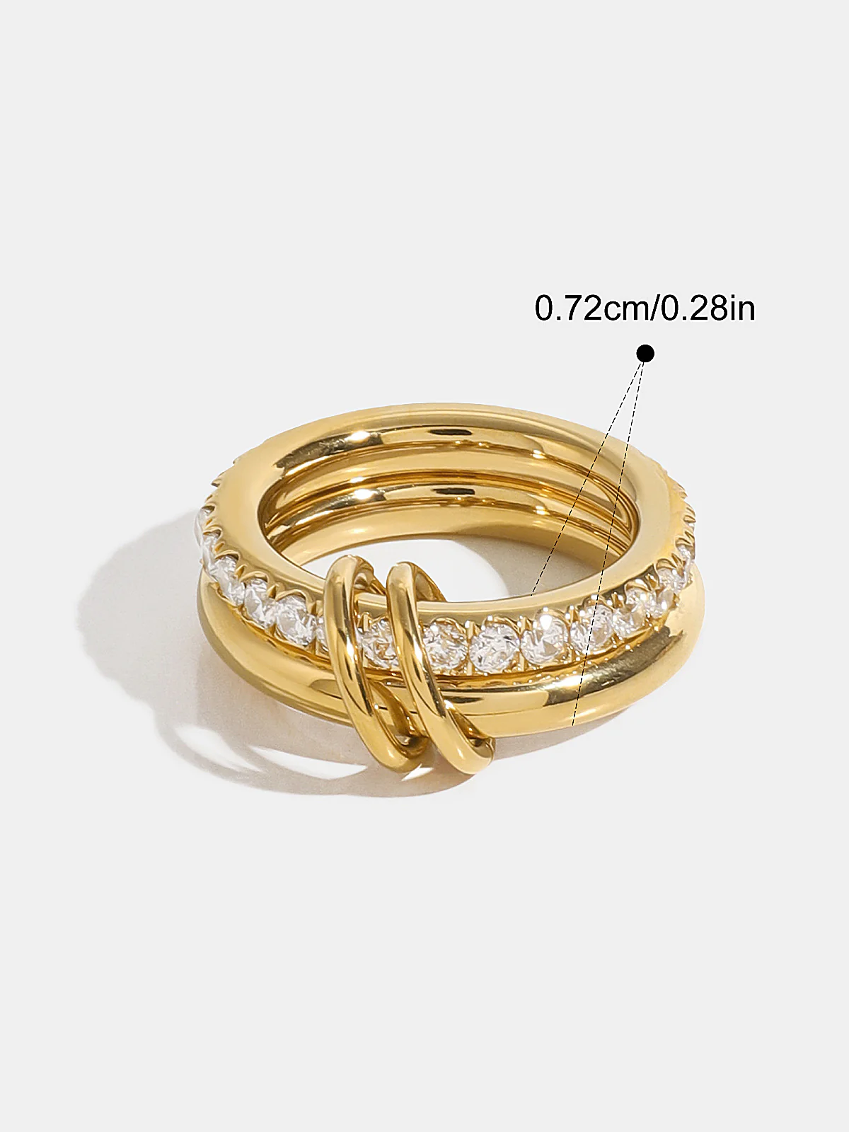 Zircon Accent Double-Band Linked Ring