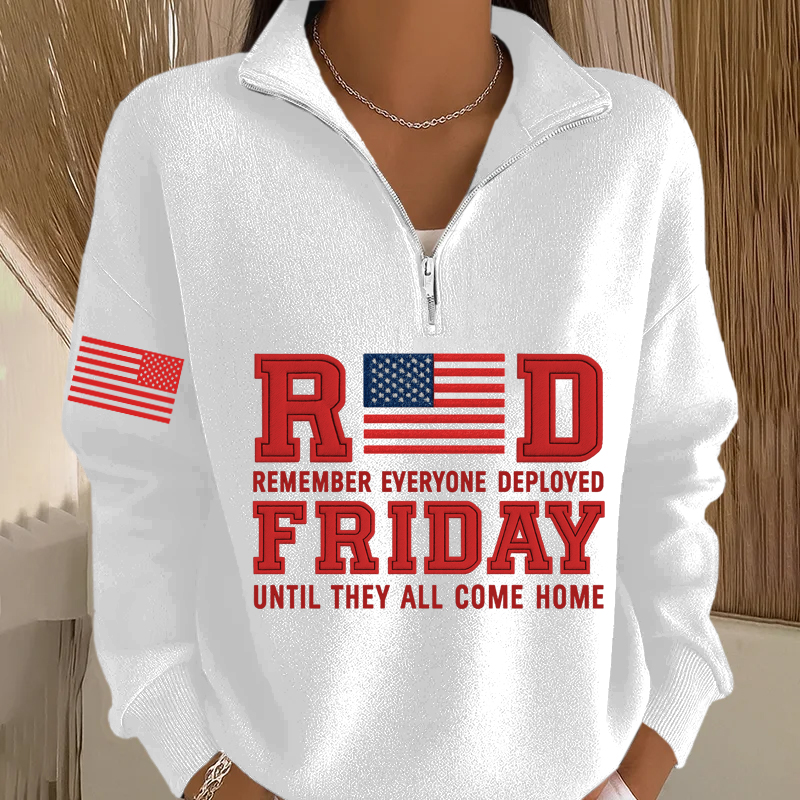 Women's Red Friday Printed Casual Sweatshirt
