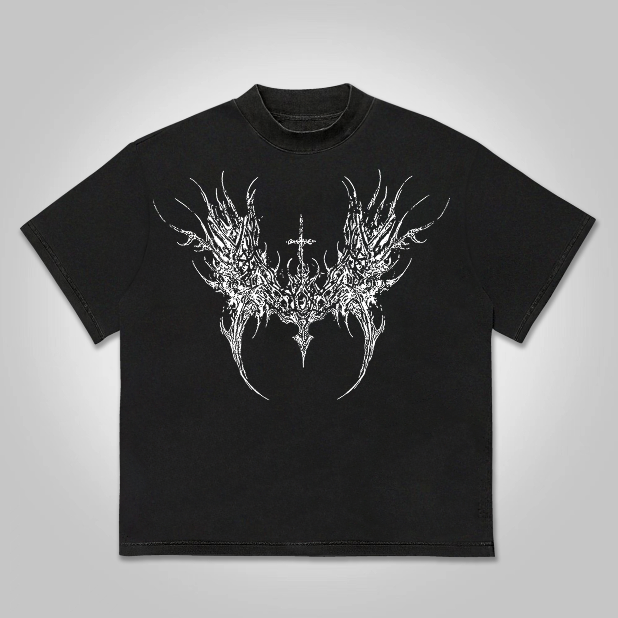 Vintage Holy Cross Skull Pattern Print Printed T-Shirt