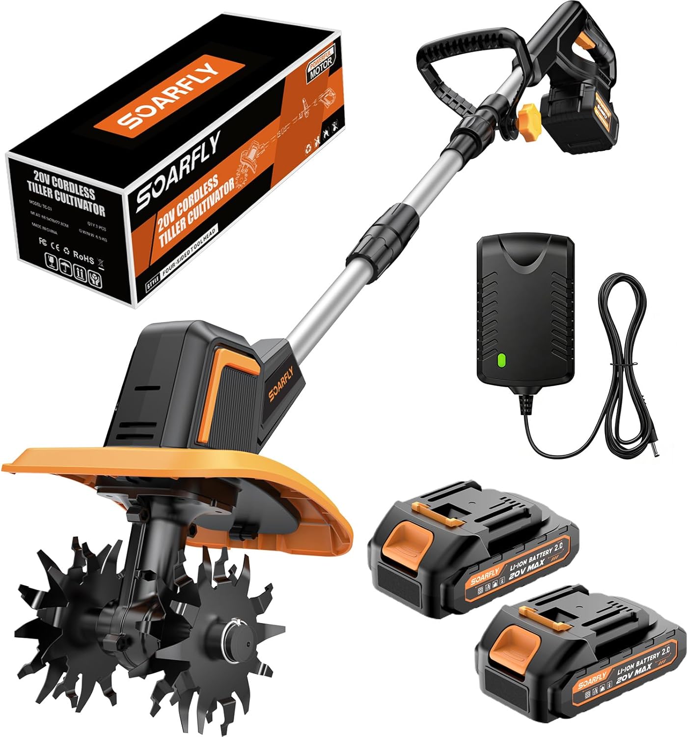 SOARFLY 20V Cordless Tiller Cultivator