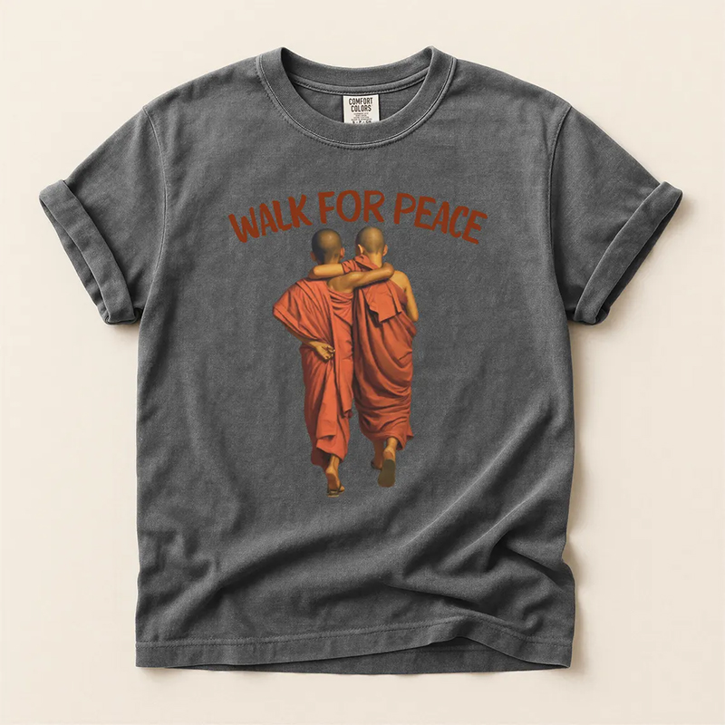 Retro Walk For Peace Mindfulness Graphic Print T-shirt