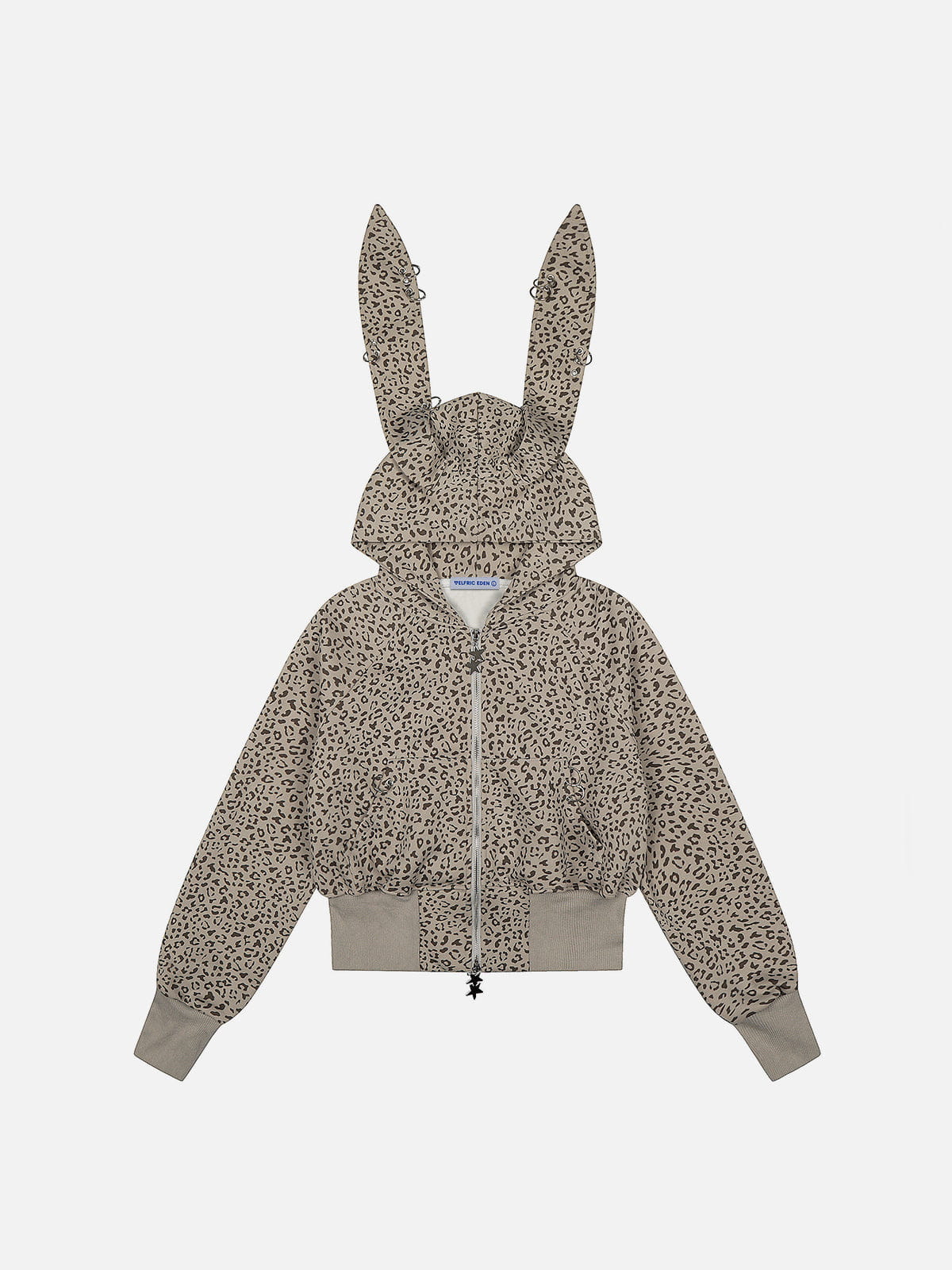 Aelfric Eden Leopard Bunny Ear Zip Up Hoodie